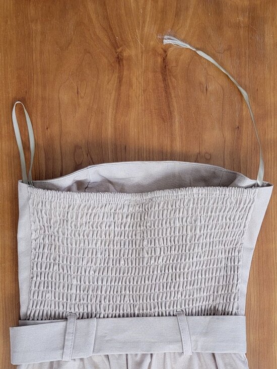 Monteau Tan Linen Blend Belted Strapless Jumpsuit With Pockets - XS - Picture 8 of 9